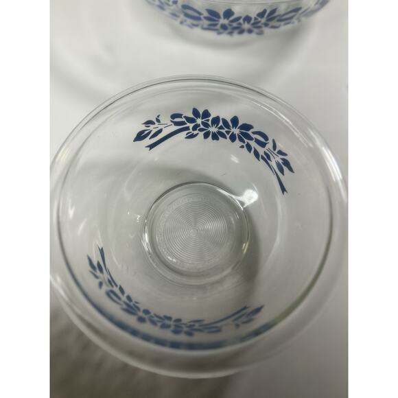 Pyrex Blue Ribbon Serving Mixing Bowl 2 Pc Set made in USA 322 325 - Picture 6 of 9